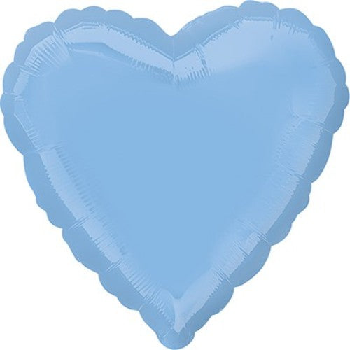 45cm Heart-shaped pastel blue foil balloon, self-sealing, perfect for festive celebrations and helium inflation.