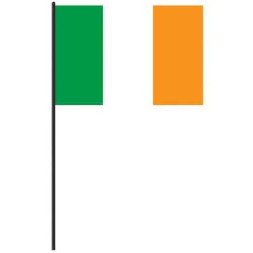 Vibrant Irish flag on a 60cm stick, perfect for St. Patrick's Day and festive decorations, durable fabric and plastic.