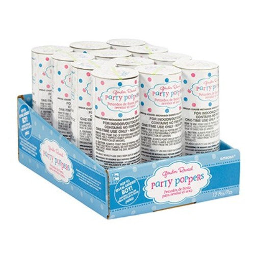 Girl or Boy Confetti Poppers Boy Reveal - Pack of 12