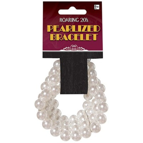 Elegant Roaring 20's Faux Pearl Bracelet with lustrous faux pearls, perfect for vintage-themed events and everyday sophistication.