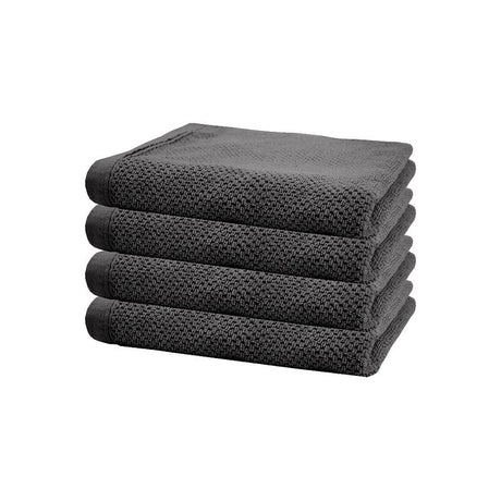 Angove 4-pack hand towels in charcoal, 40x70cm, soft Turkish cotton with a plush feel and elegant design for daily use.