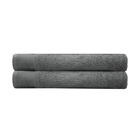 Soft pewter bath sheets in a 2-pack, made from plush 600gsm long-staple cotton with a stylish ribbed border.