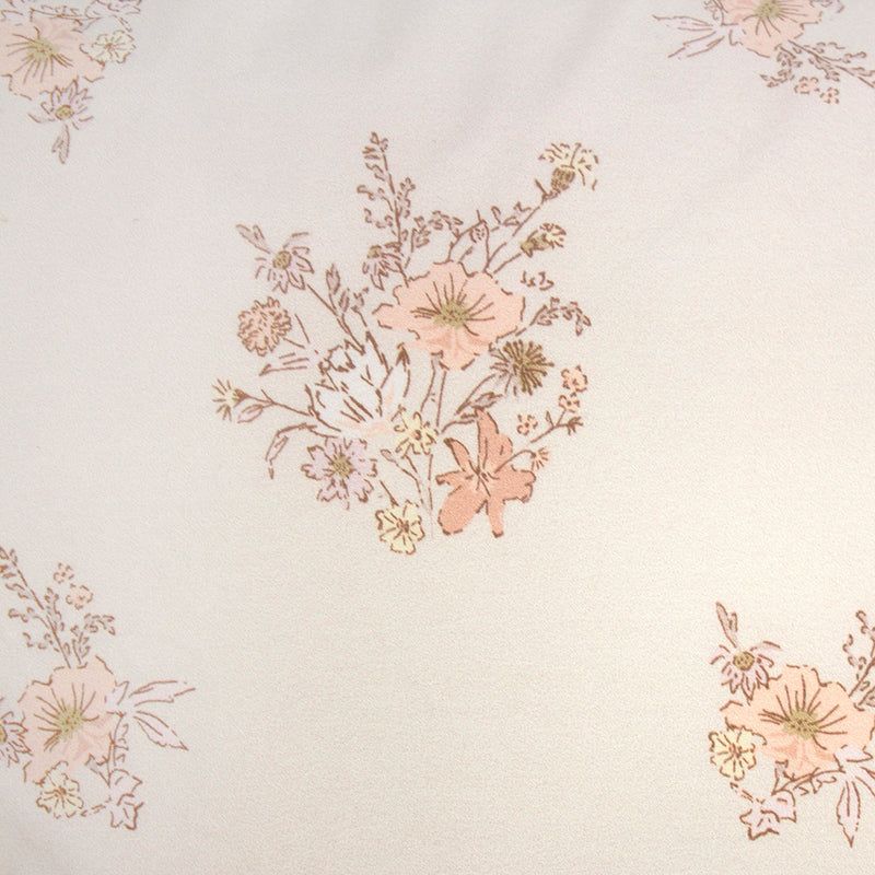 Queen Duvet Cover featuring the delicate Ellen design with hand-drawn wildflowers in soft peachy-pinks and terracotta.