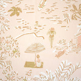 Queen Duvet Cover featuring hand-drawn tropical design in soft peachy pinks and terracotta, crafted from enzyme-washed cotton.