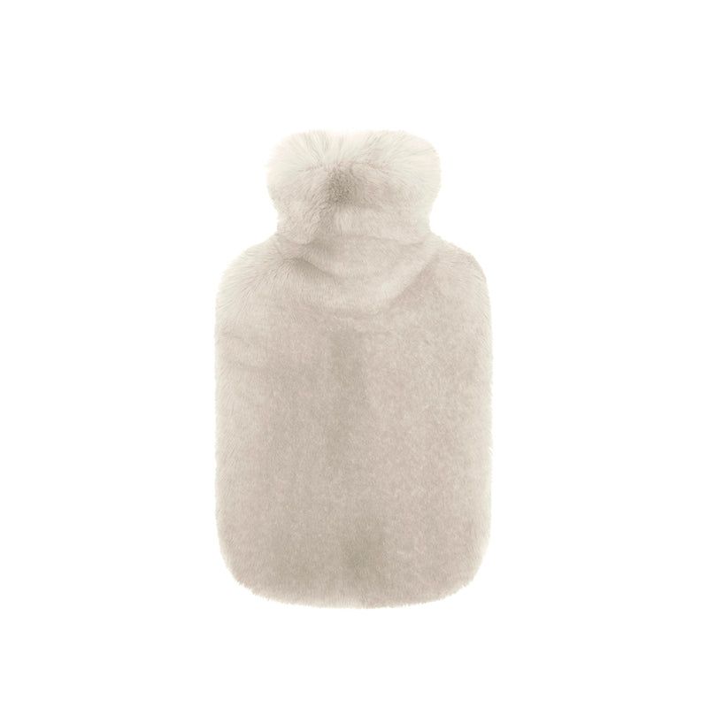 Cozy Frida Faux Fur Hot Water Bottle in Pebble, perfect for warmth and relaxation during chilly winter nights.