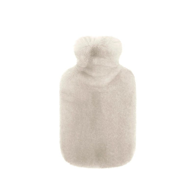 Cozy Frida Faux Fur Hot Water Bottle in Pebble, perfect for warmth and relaxation during chilly winter nights.