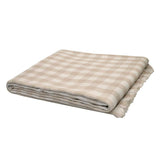 Gingham Throw Latte: soft cotton throw blanket with a classic check pattern, fringed edges, perfect for cozying up or decor.