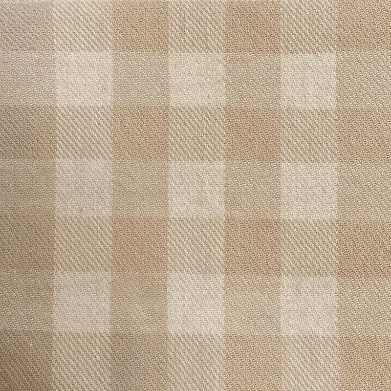 Cozy Gingham Throw Latte in soft cotton, featuring a classic check pattern and fringe, perfect for stylish home decor.