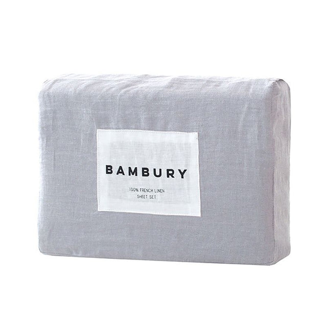 Linen Silver Queen Sheet Set made from 100% French flax for luxurious softness, breathability, and elegant bedroom decor.