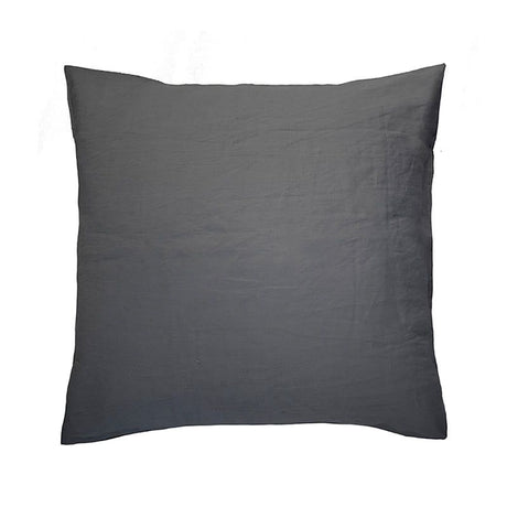 Charcoal linen Euro pillowcase, 65x65 cm, crafted from 100% French flax for softness and breathability, ideal for stylish bedding.