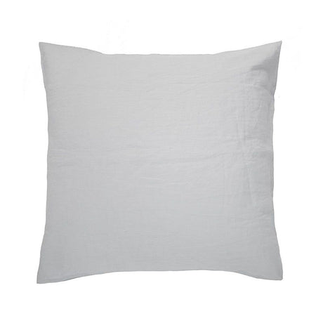 Luxurious silver linen Euro pillowcase, 65 cm x 65 cm, crafted from premium French linen for comfort and style.