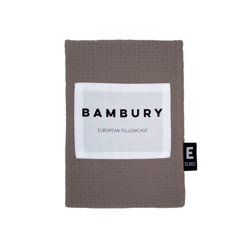 Euro Pillowcase Boyd in mid-grey jacquard fabric, featuring elegant stitching and premium cotton percale reverse.