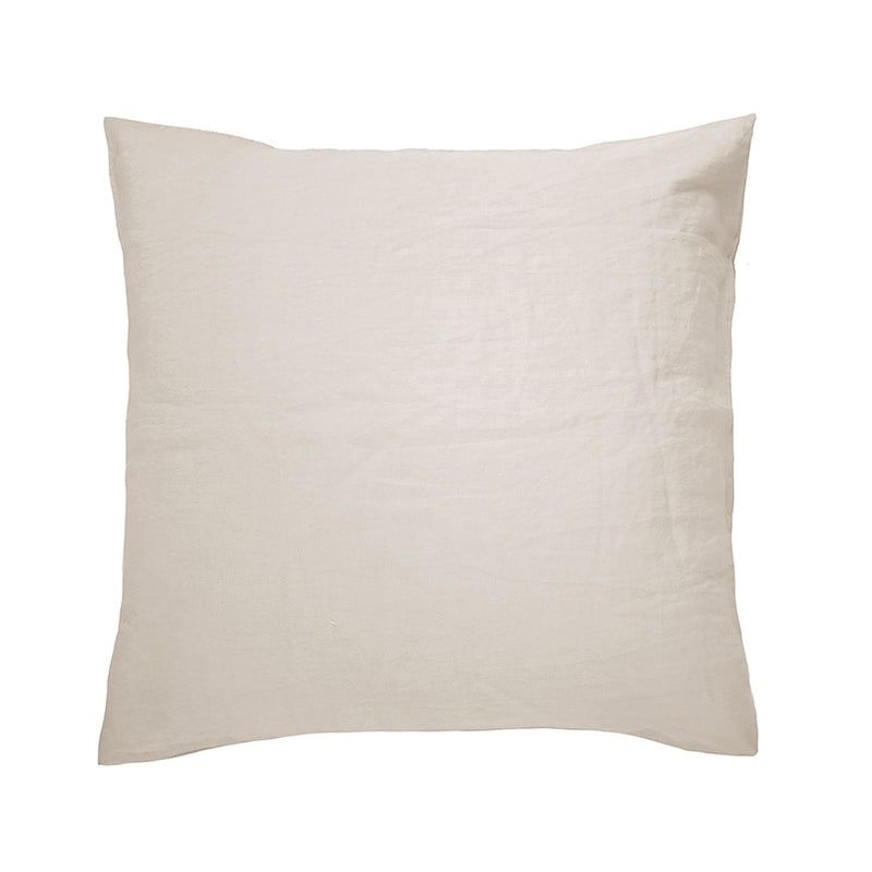 Luxurious pebble-hued 100% French linen Euro pillowcase for comfort and style, measuring 65x65 cm.