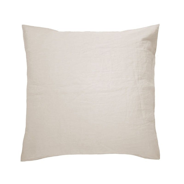 Luxurious pebble-hued 100% French linen Euro pillowcase for comfort and style, measuring 65x65 cm.