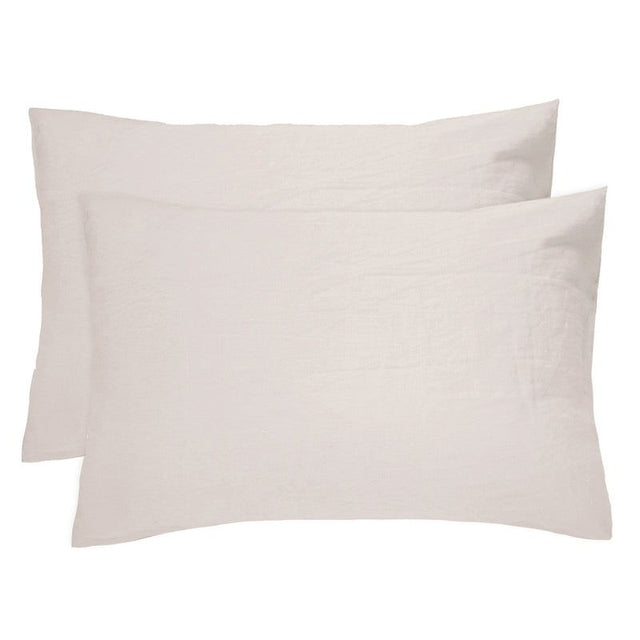 Linen Pillowcase Pair in Pebble, featuring soft French Flax for year-round comfort and a stylish, textured look.