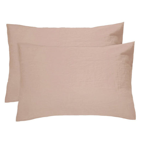 Linen Pillowcase Pair in Tea Rose, crafted from 100% French Flax, combining elegance with breathable comfort for restful sleep.