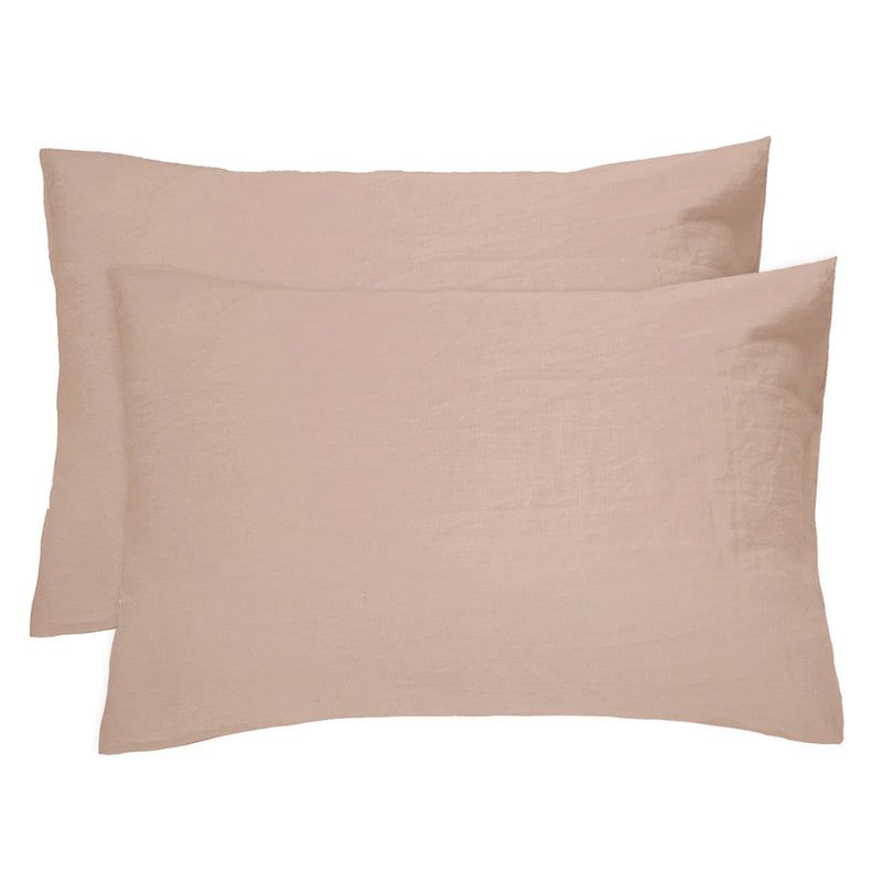 Linen Pillowcase Pair Tea Rose