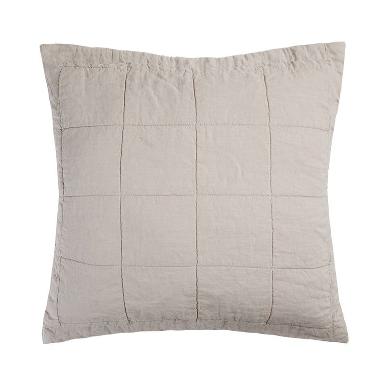 Linen Quilted Euro Pillow Sham Pebble