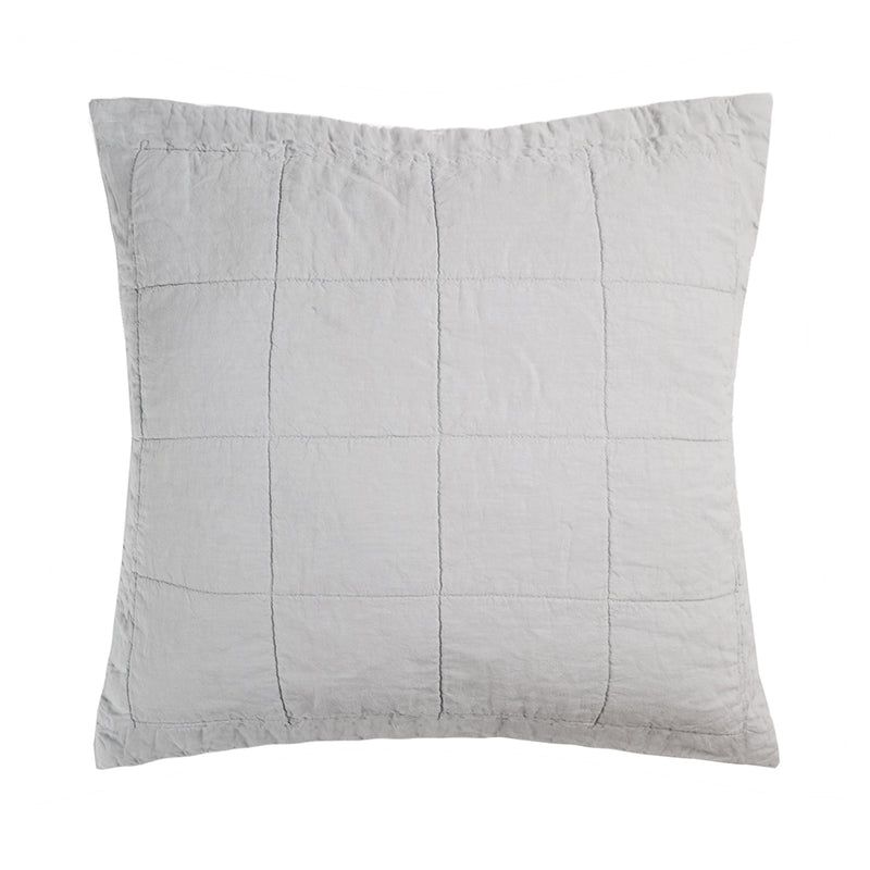 Linen Quilted Euro Pillow Sham in elegant Silver, featuring a quilted design and soft, breathable fabric for luxurious comfort.