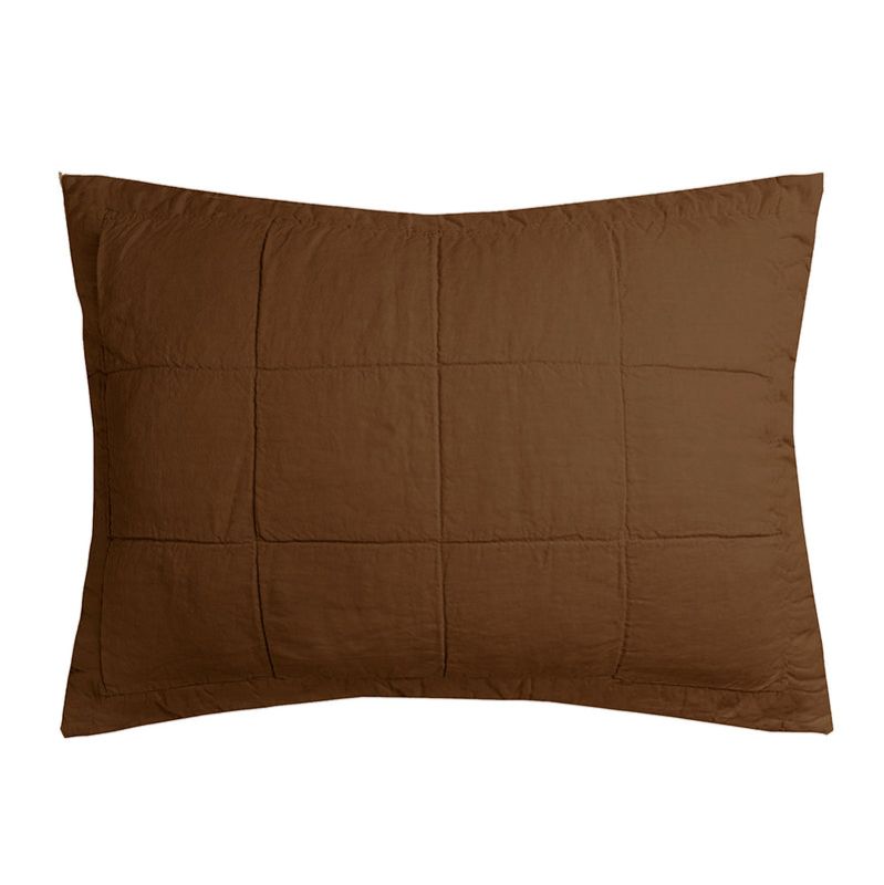 Linen Quilted Pillow Sham in Hazel, made from 100% French Flax, features a plush quilted design and breathable comfort.