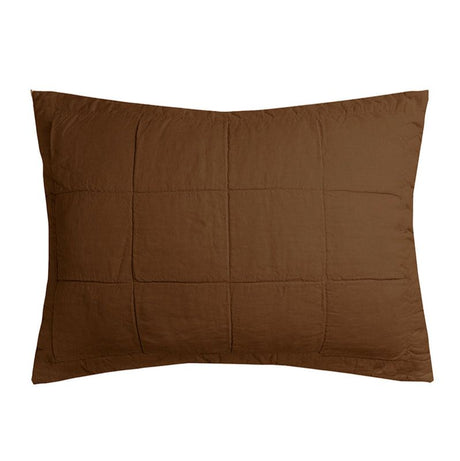 Linen Quilted Pillow Sham in Hazel, made from 100% French Flax, features a plush quilted design and breathable comfort.