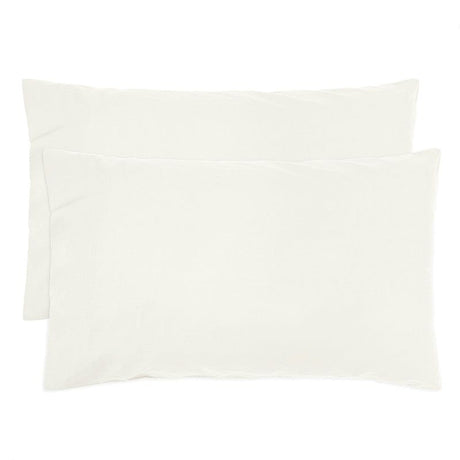 Ivory organic cotton pillowcase pair with elegant border; soft, breathable, eco-friendly for restful sleep.