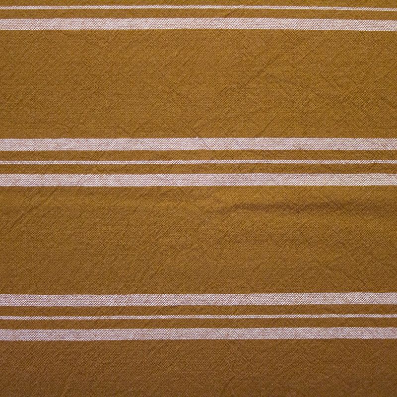 Super King Duvet Cover in warm Tobacco with woven stripes, crafted from soft pre-washed cotton for comfort and style.