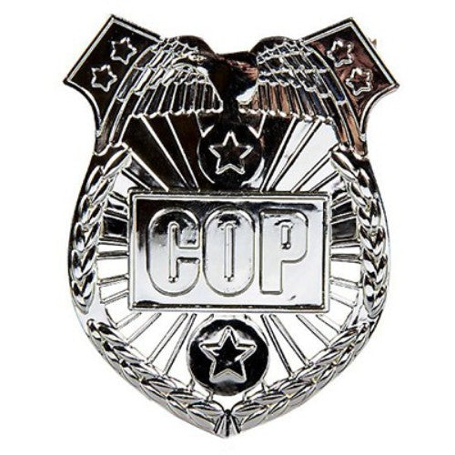 Silver Careers Police Cop Badge, 8cm x 6cm, symbolizing law enforcement pride and ideal for collectors or role-playing.