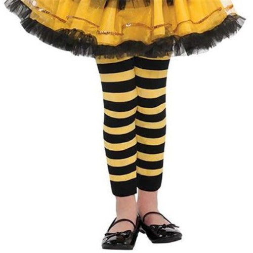 Fairies Bumblebee striped footless tights for kids, featuring vibrant yellow and black stripes, perfect for playful outfits.