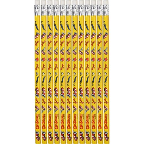 Colorful Dr Seuss-themed pencils, pack of 12, perfect for parties, classrooms, and inspiring creativity in kids.