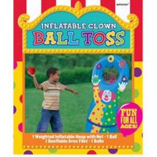 Vibrant inflatable ball toss set with hoop, net, and ball for fun outdoor activities and skill-building games.