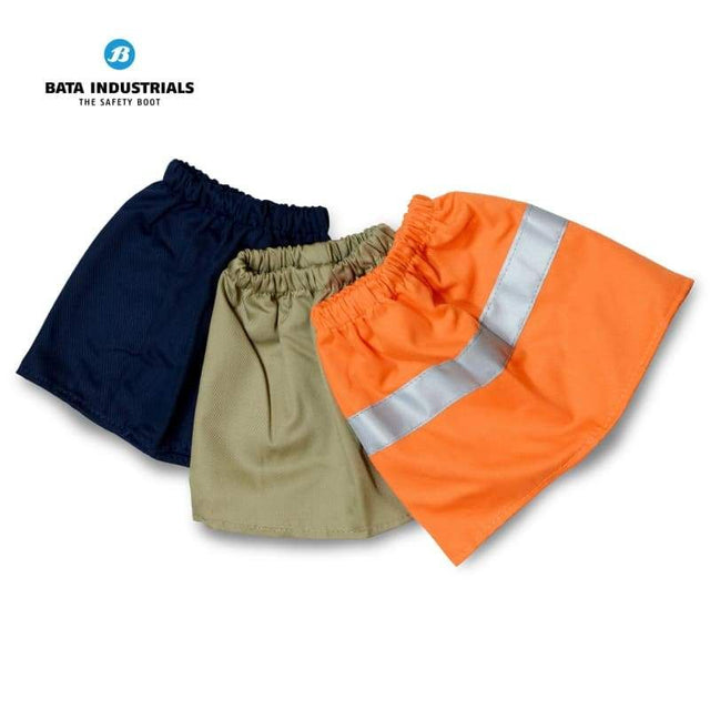 Bright orange Bata sock protectors with reflective tape, durable and water-resistant, perfect for outdoor safety and comfort.