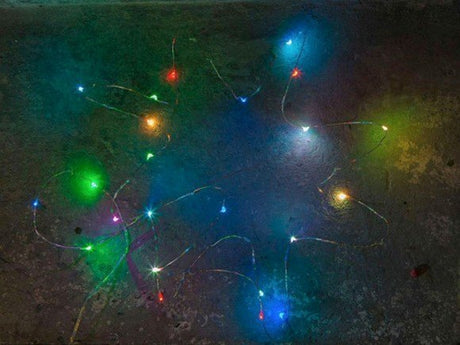 Multi-colour LED Seed Lights on 10m silver wire, 100 vibrant bulbs, perfect for enchanting indoor decor and celebrations.