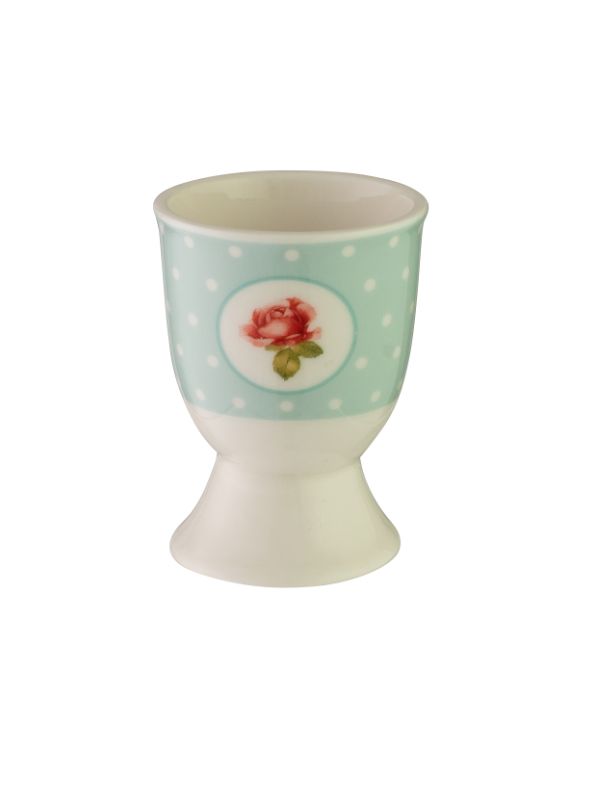 Avanti Egg Cup in Rose Mint with whimsical bunny design, crafted from durable stoneware for fun and stable egg serving.