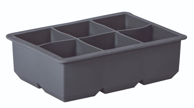 Avanti Sil King Ice Cube Tray in Charcoal creates six 5cm jumbo ice cubes, perfect for drinks and versatile kitchen uses.