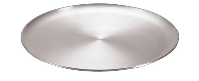 Lightweight 25cm aluminium pizza tray for even cooking and crispy crusts, perfect for homemade pizzas.