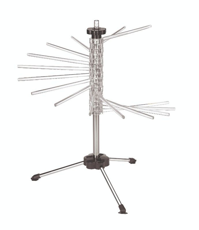 Avanti Pasta Drying Rack - Large with 16 arms for efficient drying of homemade pasta, featuring a stylish chrome design.