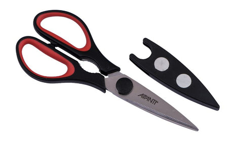 Avanti stainless steel scissors with a magnetic sheath, featuring a soft-touch handle and high-strength one-piece blade.