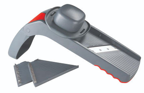 Avanti Folding Mandolin Slicer with 6 cutting options and non-skid base for precise and safe slicing in the kitchen.