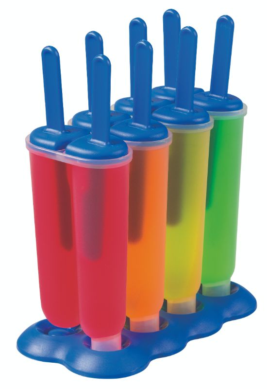 Avanti Twin Peaks Ice Blocks 4p Set in Blue, perfect for creating homemade popsicles with drip catchers and easy-fill design.