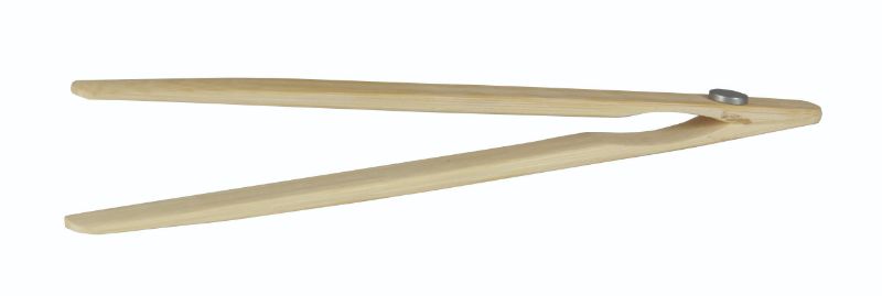 Bamboo toast tongs with magnet for safe, burn-free toast removal; eco-friendly, durable, and conveniently stored.