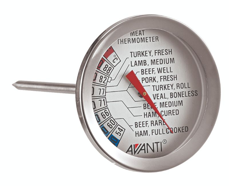 Tempwiz Meat Thermometer with stainless steel design, precise probe, and large display for accurate meat cooking temperatures.