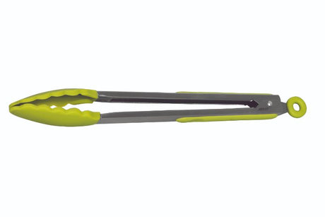 Avanti 30cm green silicone tongs with stainless steel, designed for cooking, serving, and easy storage.