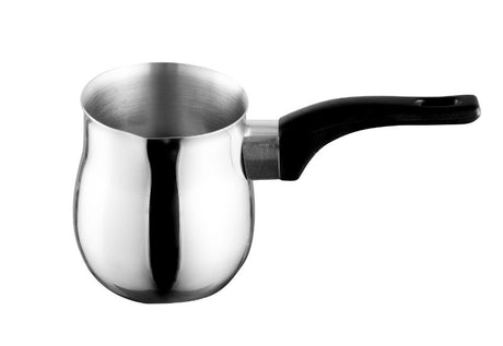 Avanti Turkish Coffee Pot in stainless steel, 400ml capacity, featuring a Bakelite handle for safe, comfortable brewing.