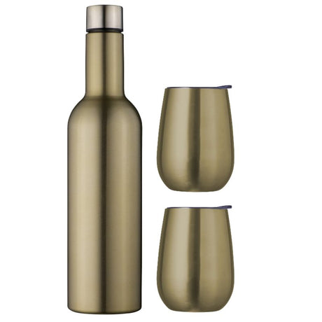 Avanti Wine Traveller Set Champagne: portable stainless steel set for two, keeps drinks hot or cold, with spill-proof lid.