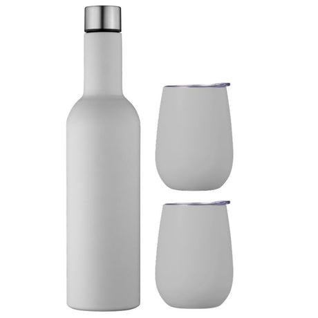 Avanti Wine Traveller Set in Dove Grey, ideal for outdoor use with stemless stainless steel design and thermal insulation.