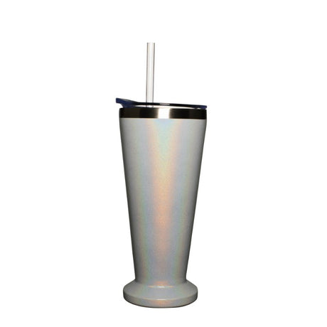 Stunning pearlised white cocktail tumbler, 500ml, with stainless steel construction and double-walled insulation for chilled drinks.