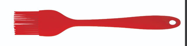 Avanti 28cm red silicone basting brush with fine bristles, heat-resistant, ideal for spreading marinades and easy to clean.