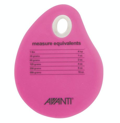 Avanti Silicone Bowl Scraper in pink, featuring flexible silicone, metal core, and ergonomic design for efficient mixing and scraping.