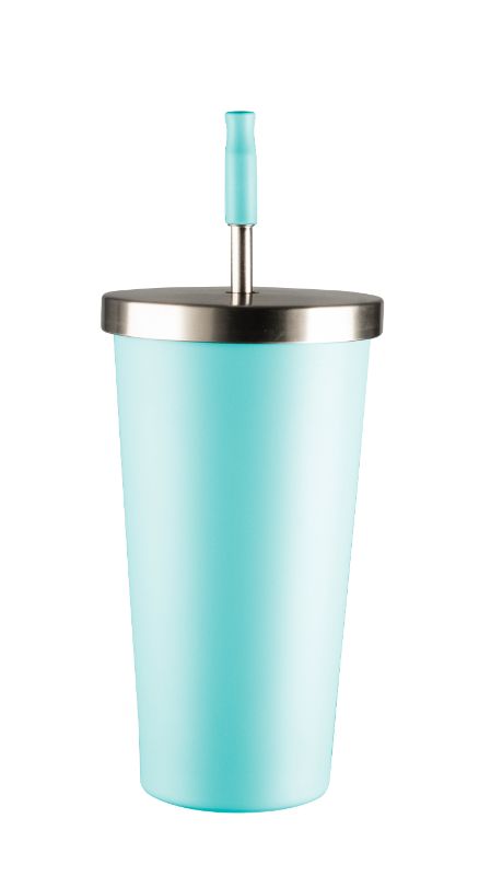 Avanti Smoothie Tumbler in Duck Blue, 500ml, stainless steel, insulated, eco-friendly with a silicone mouthpiece for easy drinking.